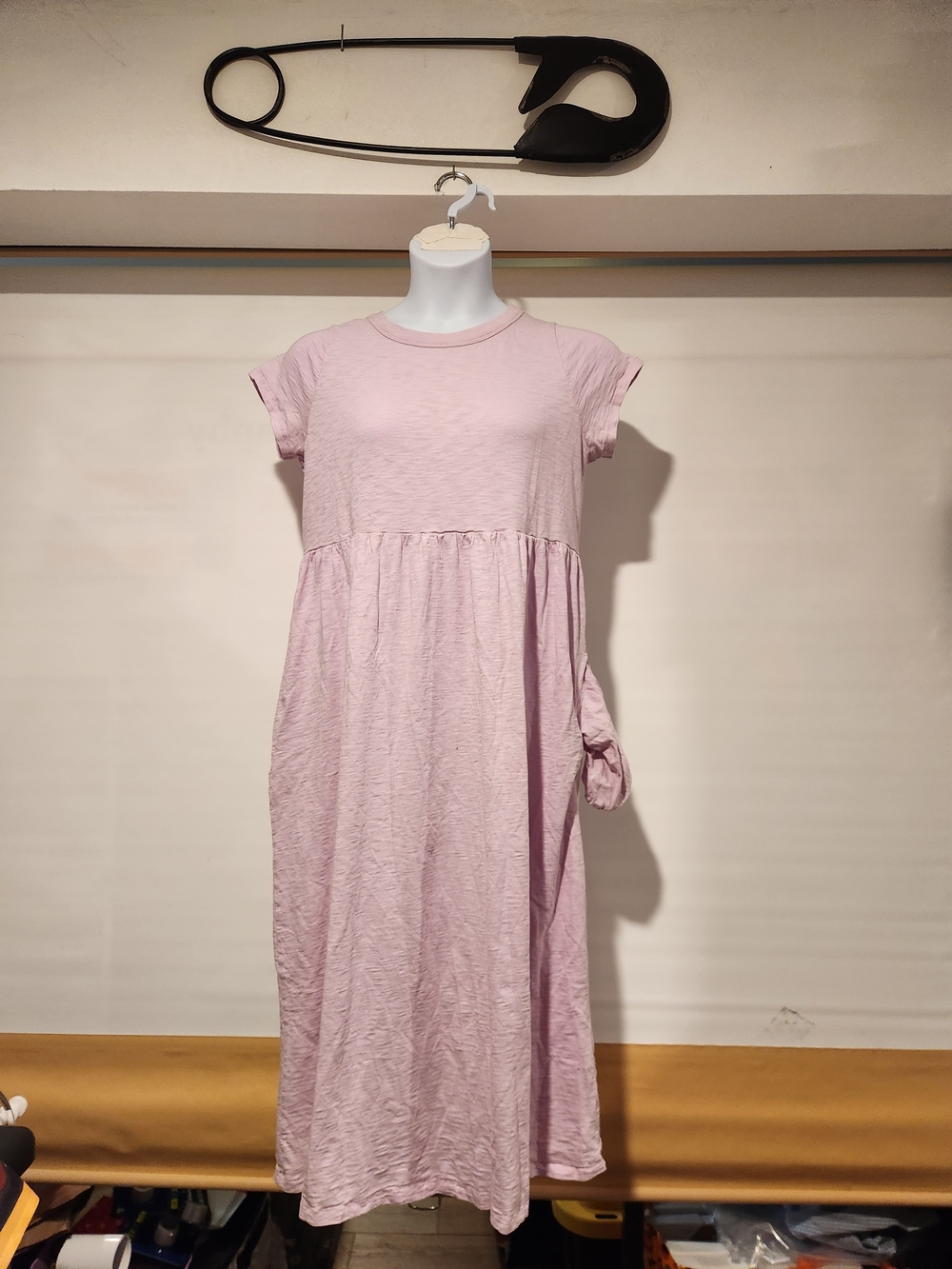 Womens' Soft Lavendar Short-Sleeve Tee Shirt Tiered Dress